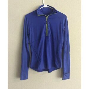 Athleta Bold Blue 3/4 Zip Collar Long Sleeved Pullover Women's XS